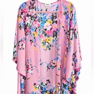 Umgee Pink Floral Kimono Duster Beach Size  Medium Large